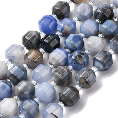 Natural Blue Agate Beads Strands G-P570-F01-01-1
