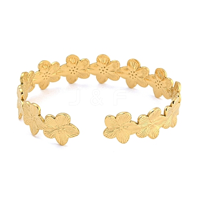 Real 18K Gold Plated 304 Stainless Steel Cuff Bangles BJEW-L695-001G-04-1