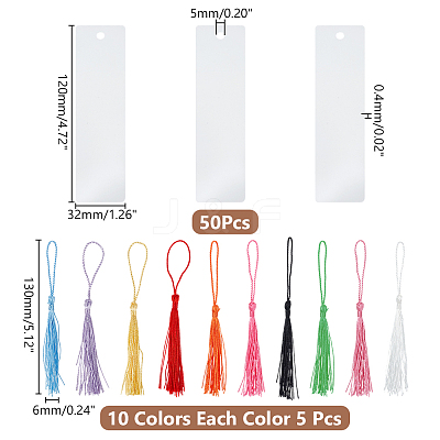 50Pcs 10 Colors Polyester Tassel Decorations OCOR-WR0001-74-1