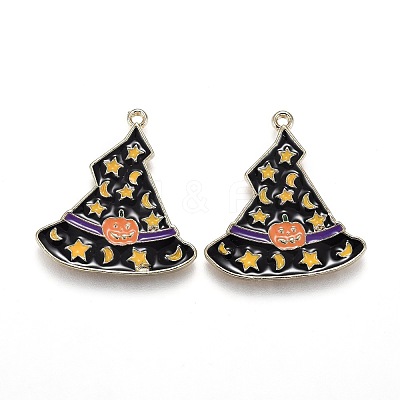 Halloween Theme Witch Hat Alloy Enamel Pendants ENAM-J649-11LG-02-1