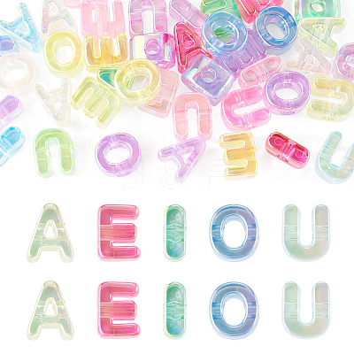 40Pcs 5 Colors UV Plating Transparent Acrylic European Beads OACR-TA0005-05-1