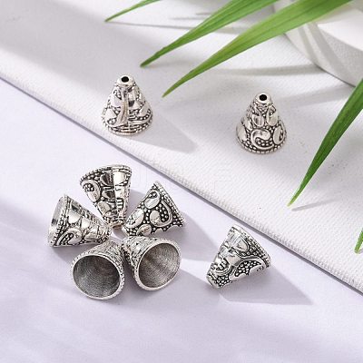 Tibetan Style Cone Alloy Bead Caps PALLOY-I112-09AS-1