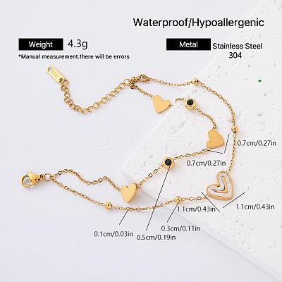 304 Stainless Steel Natural White Shell Link 2-Strand Bracelets for Women YA2054-1-1