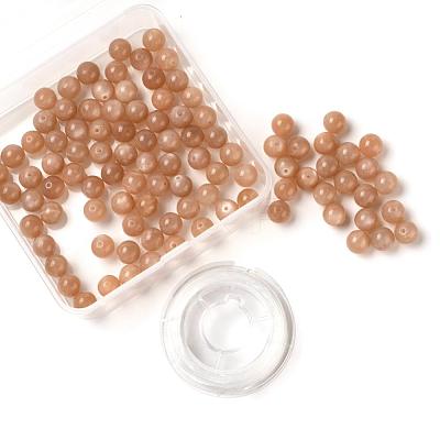 100Pcs 8mm Grade AAA Natural Gemstone Sunstone Round Beads DIY-LS0002-56-1