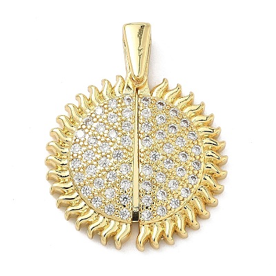 Brass Micro Pave Cubic Zirconia Open and Close Pendants KK-A282-05A-G-1