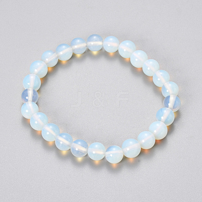 Synthetic Opalite Beaded Stretch Bracelets BJEW-Q692-47-14mm-1