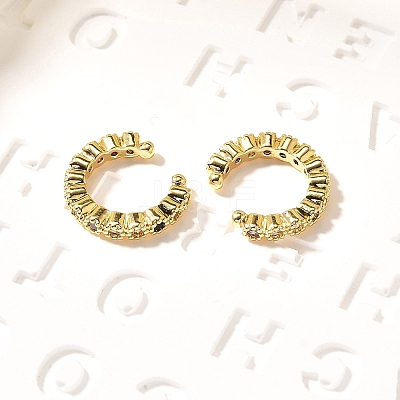 Brass Micro Pave Cubic Zirconia Cuff Earrings X-ZIRC-H109-06G-1