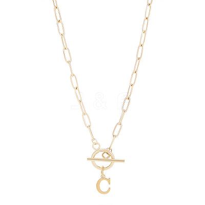 304 Stainless Steel Letter Pendant Necklaces NJEW-LP0001-52C-G-1