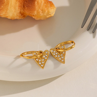 304 Stainless Steel Rhinestone Hoop Dangle Earrings for Women BD6871-1