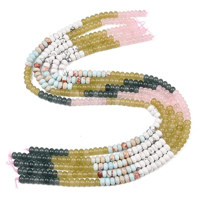 Natural Quartz Crystal & Howlite & Dyed White Jade & Synthetic Shoushan Stone Beads Strands G-Z135-C11-1