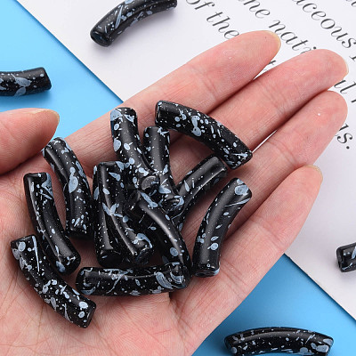 Opaque Spray Painted Acrylic Beads MACR-S372-002F-B01-1