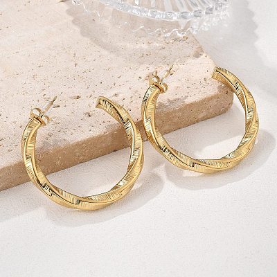 304 Stainless Steel Twist C-Shaped Stud Earrings EJEW-V016-09G-02-1