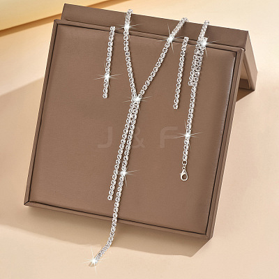 Alloy Rhinestone Tassels Chain Necklaces & Stud Earrings & Chain Bracelets Sets FS-WGCC11C-02-1