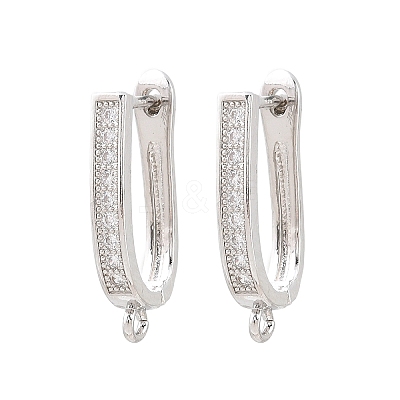 Brass Micro Pave Cubic Zirconia Hoop Earring Findings CU-CBAB5B4-09P-1