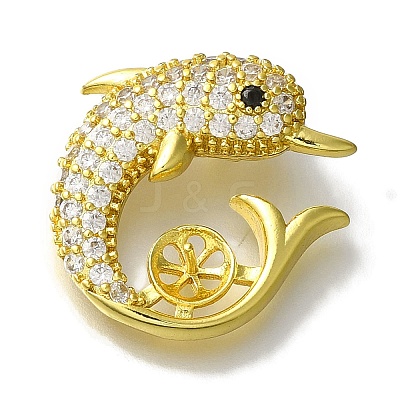 Rack Plating Brass Micro Pave Clear Cubic Zirconia Pendant Settings KK-H485-05G-1