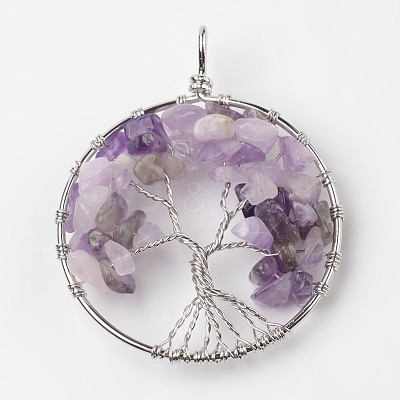Tree of Life Natural & Synthetic Mixed Stone Big Pendants G-L455-D-1
