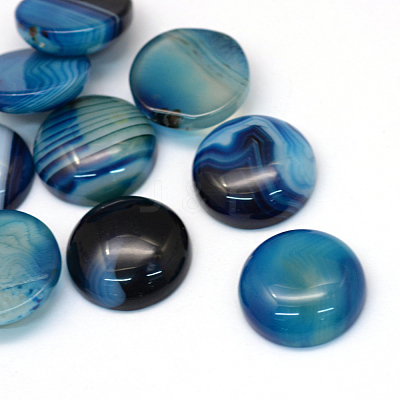 Dyed Natural Striped Agate/Banded Agate Cabochons X-G-R348-20mm-02-1