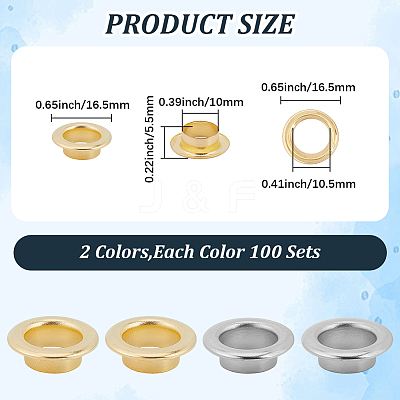 200Pcs 2 Colors Iron Grommet Eyelet Findings IFIN-GF0001-59C-1