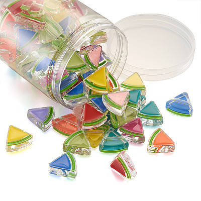100Pcs 10 Colors Transparent Enamel Acrylic Beads TACR-CD0001-10-1