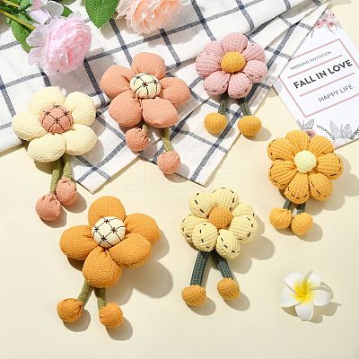1 Sets 6Pcs 6 Styles Flower Fabric Brooches Mixed Colors ST-CJ0038-001-1
