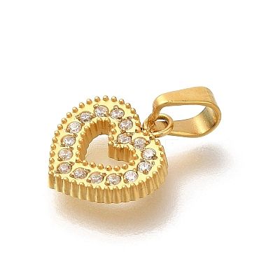 Ion Plating(IP) 304 Stainless Steel Micro Pave Cubic Zirconia Pendants STAS-H228-04G-04-1