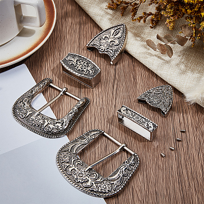 2Pcs 2 Styles Belt Alloy Buckle Sets FIND-GF0008-77-1