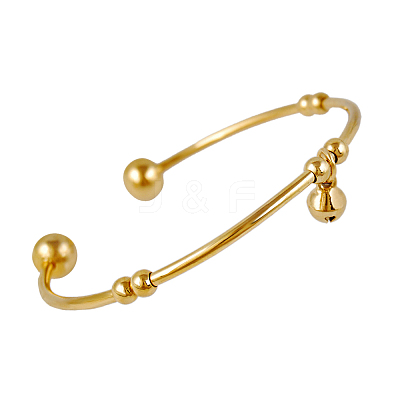 Beautiful Design Real 18K Gold Plated Brass Charm Torque Cuff Bangle BJEW-EE0001-06-1