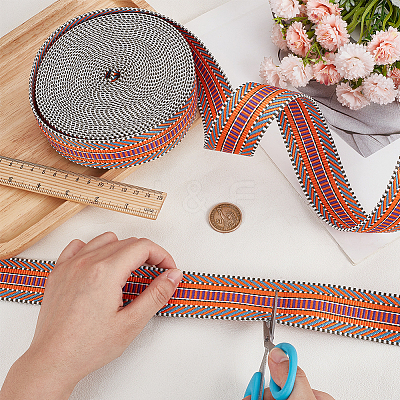 10 Yards Polyester Striped Ribbons SRIB-WH0011-257-1