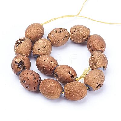 Electroplated Natural Druzy Geode Agate Bead Strands G-P251-A04-1