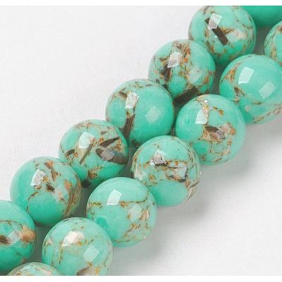Sea Shell and Synthetic Turquoise Assembled Beads Strands G-G758-07-8mm-1