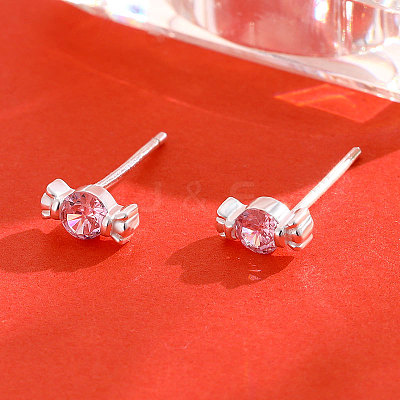 999 Sterling Silver Cubic Zirconia Candy Stud Earrings FS-WG7BAD4-04-1
