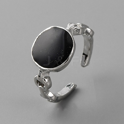 3Pcs Oval Alloy Enamel Adjustable Cuff Rings Sets for Women RJEW-WH0011-40P-1