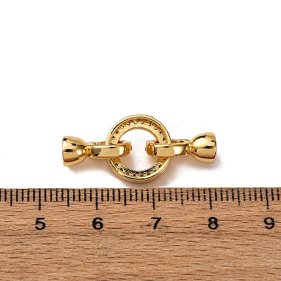 Ring Brass Micro Pave Clear Cubic Zirconia Fold Over Clasps KK-Z121-22G-01-1