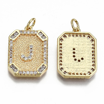 Brass Micro Pave Clear Cubic Zirconia Pendants KK-S356-234J-G-NF-1