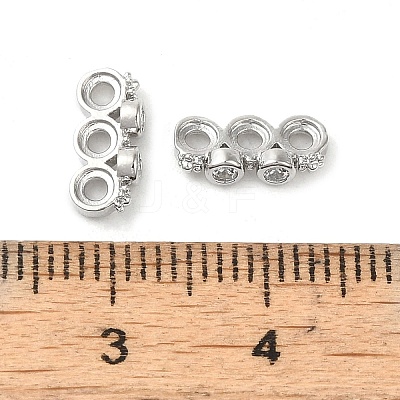 Rack Plating Brass Pave Clear Cubic Zirconia Spacer Bars KK-B088-11B-P-1
