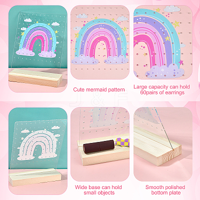 Acrylic & Wood Earring Displays EDIS-WH0016-01-1