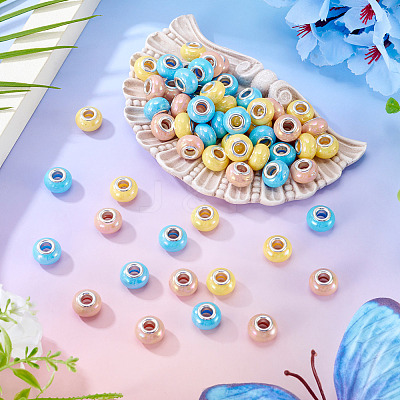 150Pcs Opaque Resin European Beads RESI-TA0004-61B-1