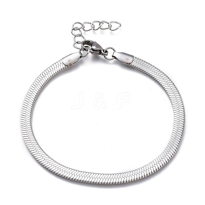 Tarnish Resistant Unisex 304 Stainless Steel Herringbone Chain Bracelets X-BJEW-O177-01A-P-1