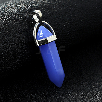 Bullet Imitation Jade Glass Pointed Pendants G-F295-01D-1