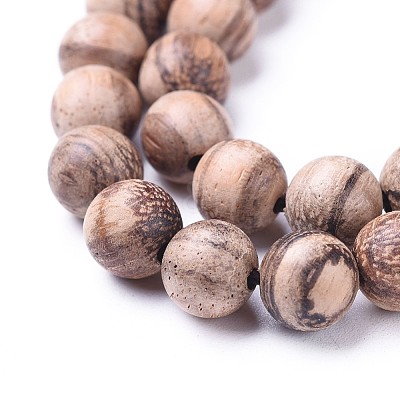 Natural Wood Beads Strands WOOD-F008-06-D-1