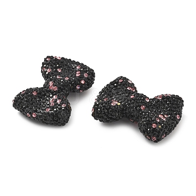 Bowknot Shape Polymer Clay Rhinestone Beads CLAY-NH0001-05D-1