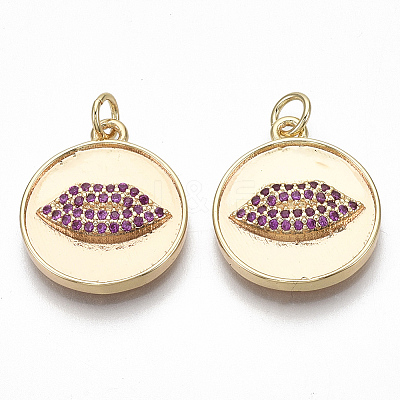 Brass Micro Pave Cubic Zirconia Pendants KK-S356-019G-NF-1