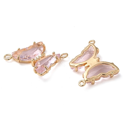 Brass Pave Faceted Glass Connector Charms FIND-Z020-04I-1