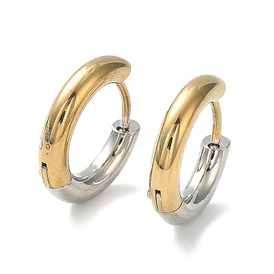 Ion Plating(IP) Two Tone 304 Stainless Steel Huggie Hoop Earrings EJEW-A106-01B-1