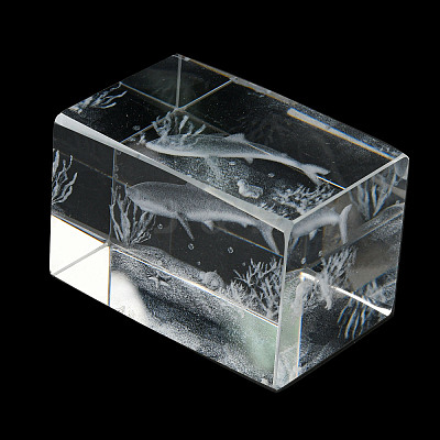 3D Laser Engraving Animal Glass Figurine DJEW-R013-01B-1
