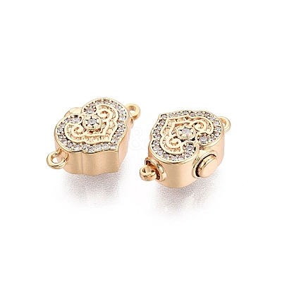 Brass Micro Pave Clear Cubic Zirconia Box Clasps KK-Q074-07G-1