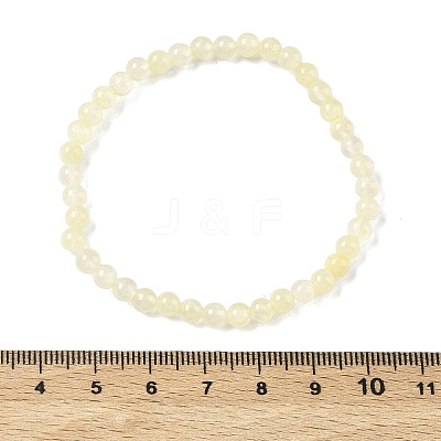 Natural Golden Silk Jade Round Beaded Stretch Bracelets for Women BJEW-F535-01A-1
