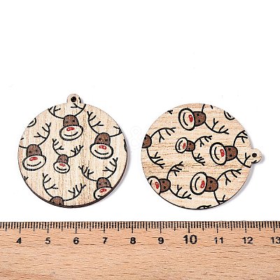 Printed Poplar Wood Pendants FIND-N005-74O-1