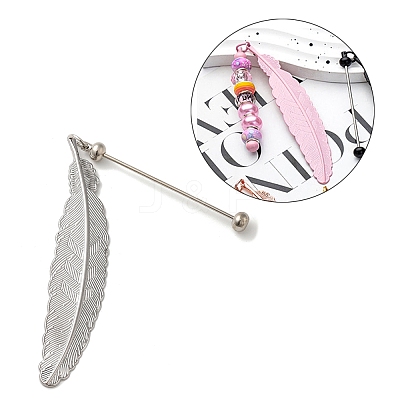 Alloy Feather Pendant Bookmarks AJEW-R101-01S-1