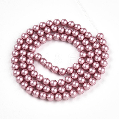 Baking Paint Pearlized Glass Pearl Bead Strands HY-N002-4mm-C01-1